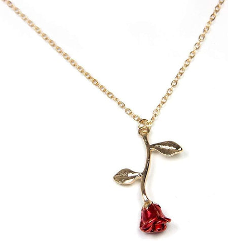 Gold Rose Pendant Necklace for Women - Aesthetic, Preppy Jewelry for Teen Girls and Women - Dainty Gold Necklace for Women - Gold Necklace for Women Trendy - 14K Gold Necklace for Women