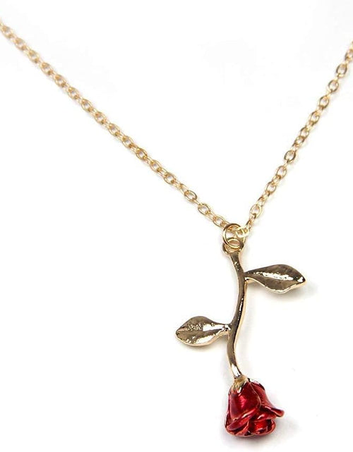 Load image into Gallery viewer, Gold Rose Pendant Necklace for Women - Aesthetic, Preppy Jewelry for Teen Girls and Women - Dainty Gold Necklace for Women - Gold Necklace for Women Trendy - 14K Gold Necklace for Women
