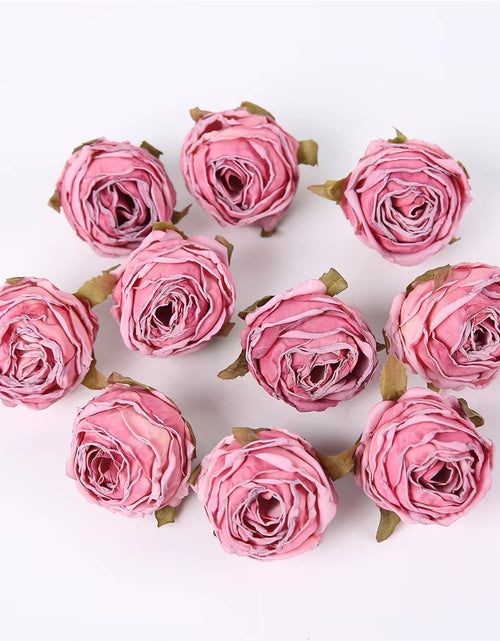 Load image into Gallery viewer, 5PCS Artificial Silk Rose Flowers Head Burnt Edge Rose Fake Flower DIY Wedding Decorations Home Crafts Scrapbook Accessories
