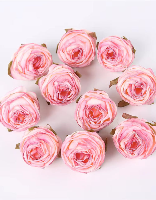 Load image into Gallery viewer, 5PCS Artificial Silk Rose Flowers Head Burnt Edge Rose Fake Flower DIY Wedding Decorations Home Crafts Scrapbook Accessories
