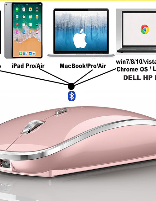 Load image into Gallery viewer, Bluetooth Mouse for Ipad Pro Ipad Air Mac Macbook Pro Macbook Air Macbook Wireless Mouse Laptop Chromebook Win8/10/11 HP DELL PC (Pink)
