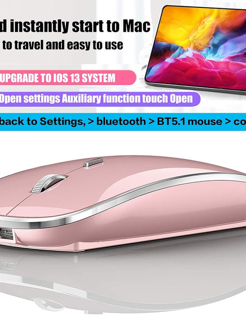 Load image into Gallery viewer, Bluetooth Mouse for Ipad Pro Ipad Air Mac Macbook Pro Macbook Air Macbook Wireless Mouse Laptop Chromebook Win8/10/11 HP DELL PC (Pink)
