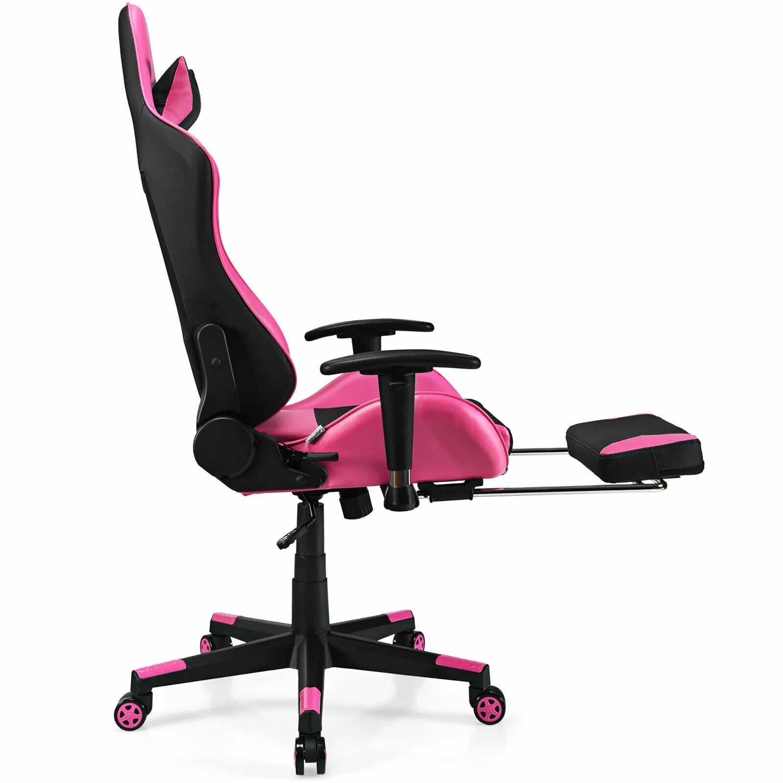 Massage Gaming Chair Reclining Racing Office Computer Chair with Footrest Pink