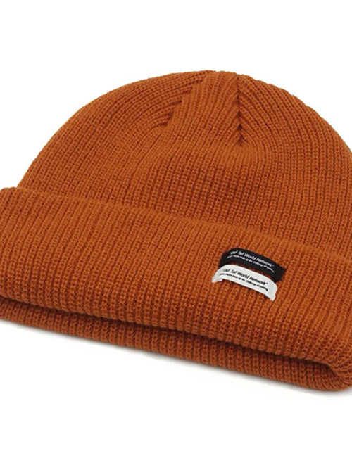 Load image into Gallery viewer, Autumn Winter Men&#39;S Ribbed Knit Skull Cap Women Beanie Cuff Hat with Tag Toque Dark Grey Orange White Black Blue-Green Pink

