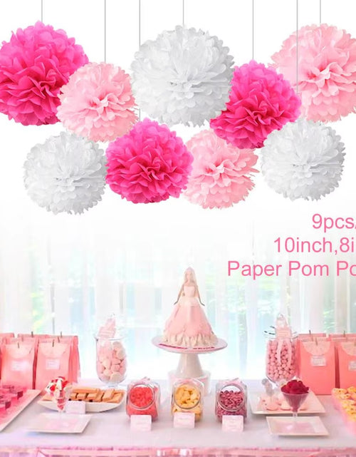 Load image into Gallery viewer, 9Pcs/Set Tissue Paper Pompoms Happy Birthday Decoration Paper Pom Poms Balls Flowers Home Decor for Wedding Party Supplies
