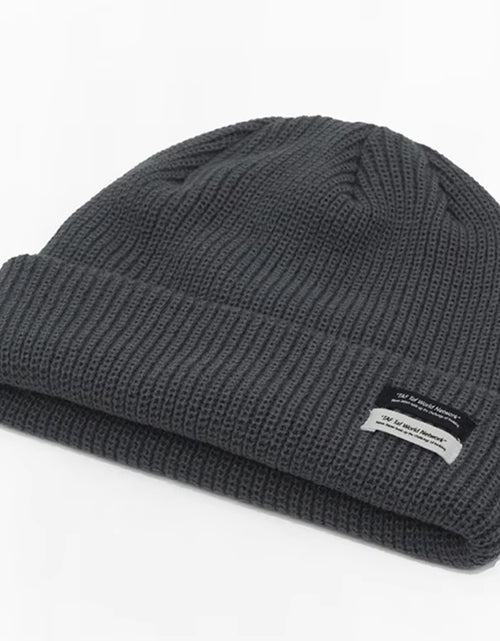 Load image into Gallery viewer, Autumn Winter Men&#39;S Ribbed Knit Skull Cap Women Beanie Cuff Hat with Tag Toque Dark Grey Orange White Black Blue-Green Pink
