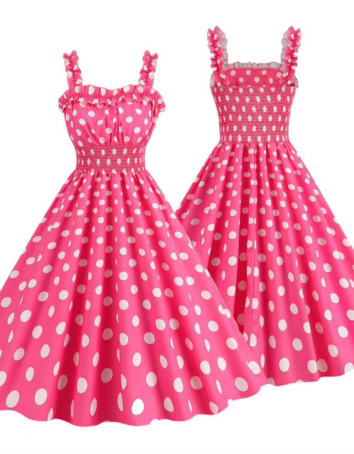 Load image into Gallery viewer, Elegant Pink Summer Plaid Dress Movie Barbi Pink Dress for Women Princess Robbie Lace-Up Dresses
