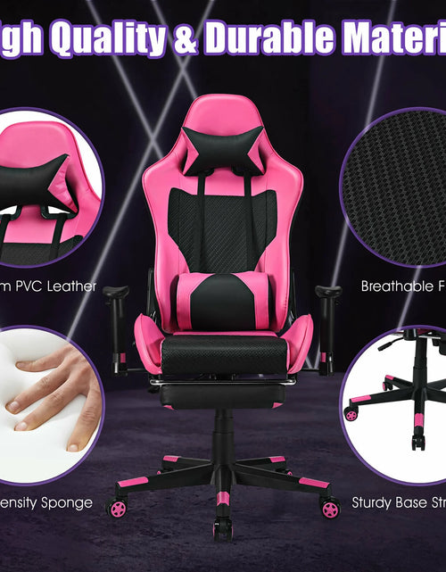 Load image into Gallery viewer, Massage Gaming Chair Reclining Racing Office Computer Chair with Footrest Pink
