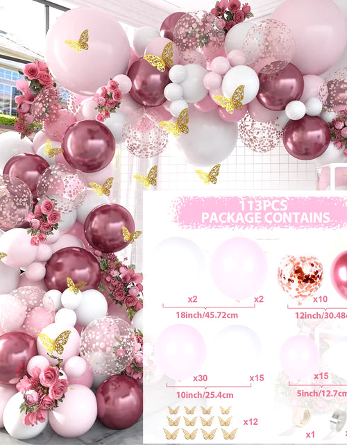 Load image into Gallery viewer, Pink Balloon Garland Arch Kit Wedding Birthday Party Decoration Baby Shower Girl Confetti Latex Pink Balloon Birthday Decor
