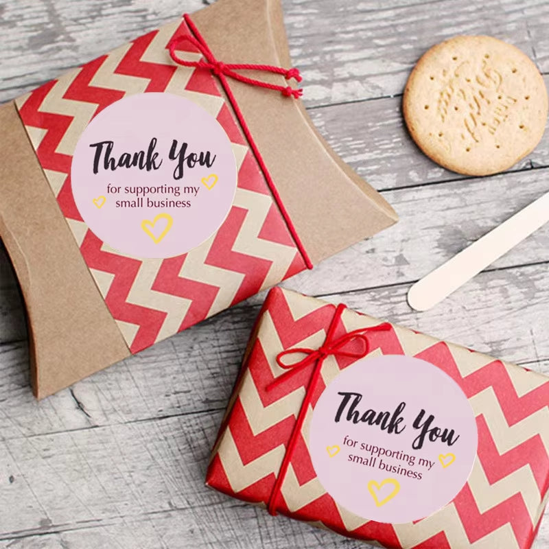 Exquisite XL Size 2 Inch/50Mm Thank You Stickers Handmade with Love Labels for Small Business Envelope Gift Wedding Baking Decor