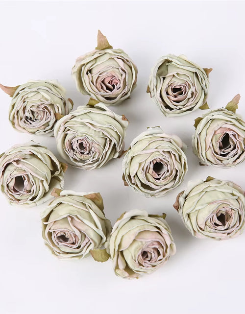 Load image into Gallery viewer, 5PCS Artificial Silk Rose Flowers Head Burnt Edge Rose Fake Flower DIY Wedding Decorations Home Crafts Scrapbook Accessories
