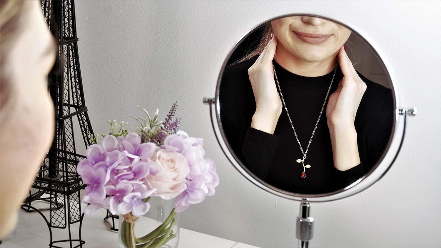 Gold Rose Pendant Necklace for Women - Aesthetic, Preppy Jewelry for Teen Girls and Women - Dainty Gold Necklace for Women - Gold Necklace for Women Trendy - 14K Gold Necklace for Women