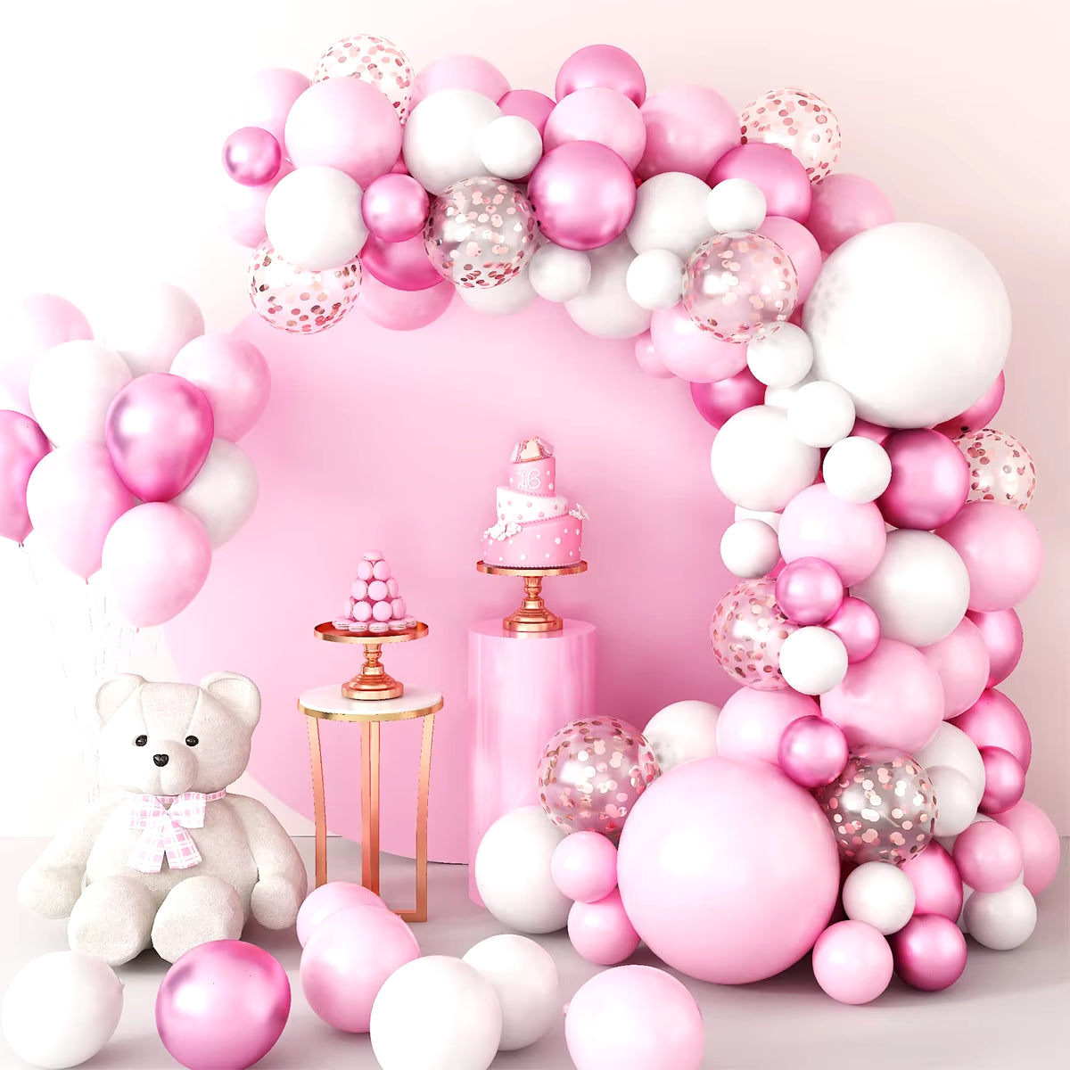 Pink Balloon Garland Arch Kit Wedding Birthday Party Decoration Baby Shower Girl Confetti Latex Pink Balloon Birthday Decor