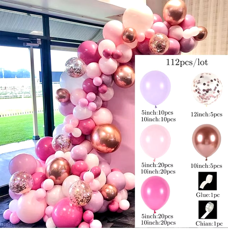 Pink Balloon Garland Arch Kit Wedding Birthday Party Decoration Baby Shower Girl Confetti Latex Pink Balloon Birthday Decor