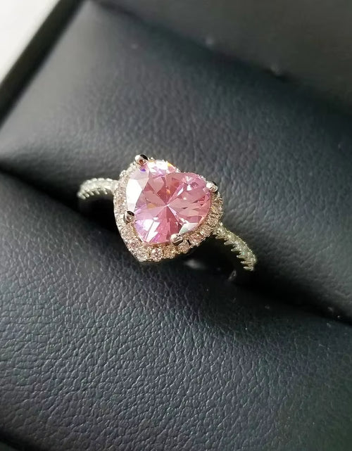 Load image into Gallery viewer, Pink Silver Color Cute Ring Finger Anel Aneis CZ Flower Ring for Women Jewelry Pure Wedding Engagement R1707-Pink
