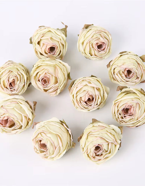 Load image into Gallery viewer, 5PCS Artificial Silk Rose Flowers Head Burnt Edge Rose Fake Flower DIY Wedding Decorations Home Crafts Scrapbook Accessories
