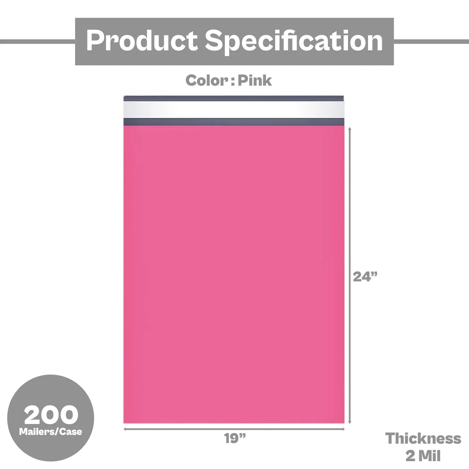 SSBM Pink Poly Mailers, 19X24 Inch, 200 Pack, Glamour Shipping Mailers, Peel and Seal Strip Adhesive Envelopes