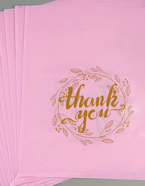 Load image into Gallery viewer, 100 Pieces 12X15 Thank You Merchandise Bags Party Gift Bags Candy Bags for Boutique, Retail, Gift Bags, Clothes, Party Favors (Pink/Gold)
