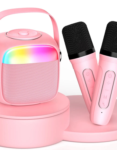 Load image into Gallery viewer, Mini Karaoke Machine for Kids, Kids Bluetooth Speaker with 2 Microphones, Home Party Karaoke System with RGB Light, Mini Boombox for Birthday &amp; Christmas Gifts, D22-T
