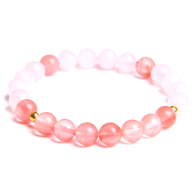 Women Girl Rose Pink Crystal Beads Bracelet for Ladies Natural Pink Rhodochrosite Rhodonite Stone Beads Bracelet Jewelry Gifts