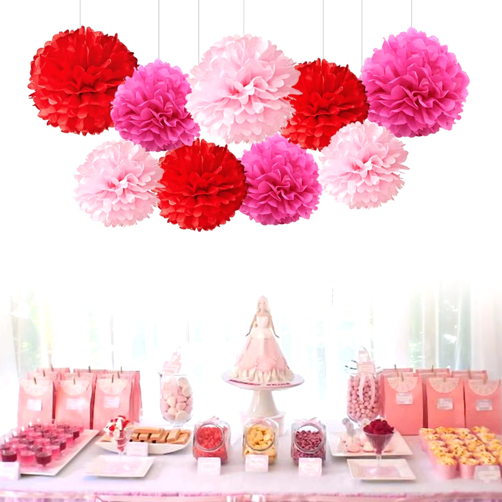 9Pcs/Set Tissue Paper Pompoms Happy Birthday Decoration Paper Pom Poms Balls Flowers Home Decor for Wedding Party Supplies