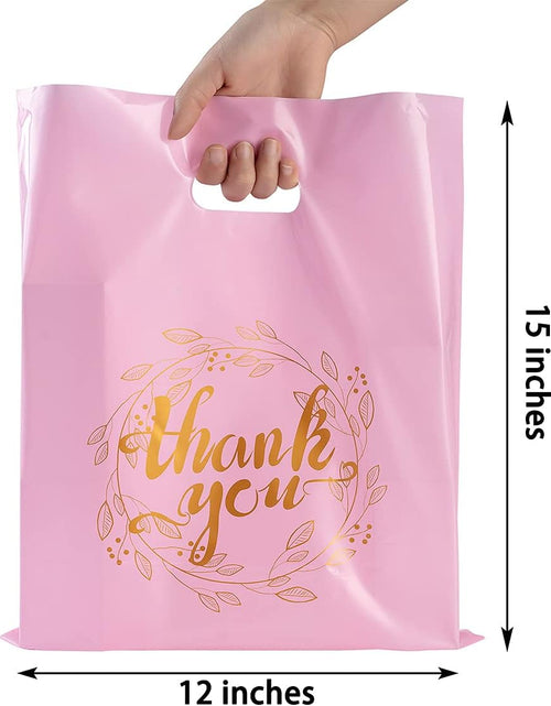 Load image into Gallery viewer, 100 Pieces 12X15 Thank You Merchandise Bags Party Gift Bags Candy Bags for Boutique, Retail, Gift Bags, Clothes, Party Favors (Pink/Gold)
