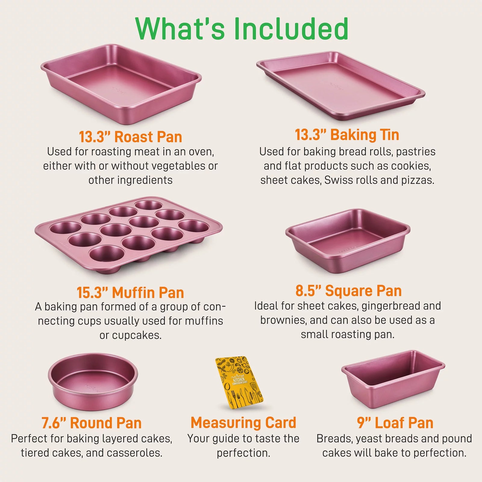 Nonstick Cooking Cookware Pots & Pans, 20 Pieces, Marron Pink