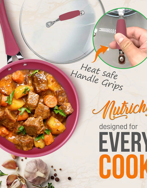 Load image into Gallery viewer, Nonstick Cooking Cookware Pots &amp; Pans, 20 Pieces, Marron Pink
