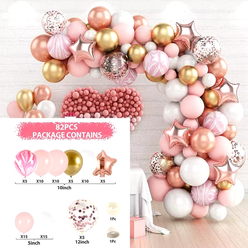 Pink Balloon Garland Arch Kit Wedding Birthday Party Decoration Baby Shower Girl Confetti Latex Pink Balloon Birthday Decor