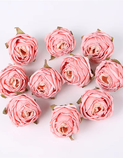 Load image into Gallery viewer, 5PCS Artificial Silk Rose Flowers Head Burnt Edge Rose Fake Flower DIY Wedding Decorations Home Crafts Scrapbook Accessories
