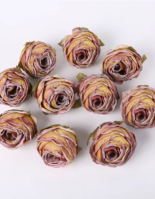 Load image into Gallery viewer, 5PCS Artificial Silk Rose Flowers Head Burnt Edge Rose Fake Flower DIY Wedding Decorations Home Crafts Scrapbook Accessories
