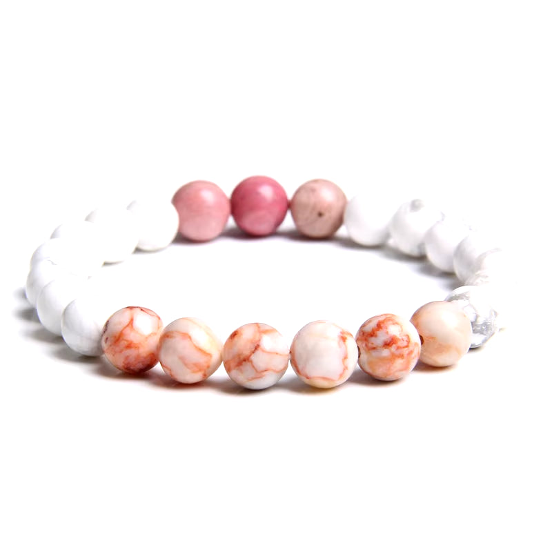 Women Girl Rose Pink Crystal Beads Bracelet for Ladies Natural Pink Rhodochrosite Rhodonite Stone Beads Bracelet Jewelry Gifts