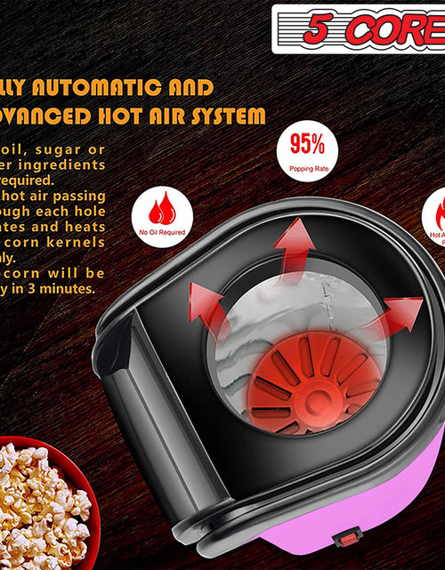 Load image into Gallery viewer, 5Core Hot Air Popcorn Machine, 16 Cup, Electric Oil-Free Pop Corn Kernel Popper Bpa-Free Food Safe Pink
