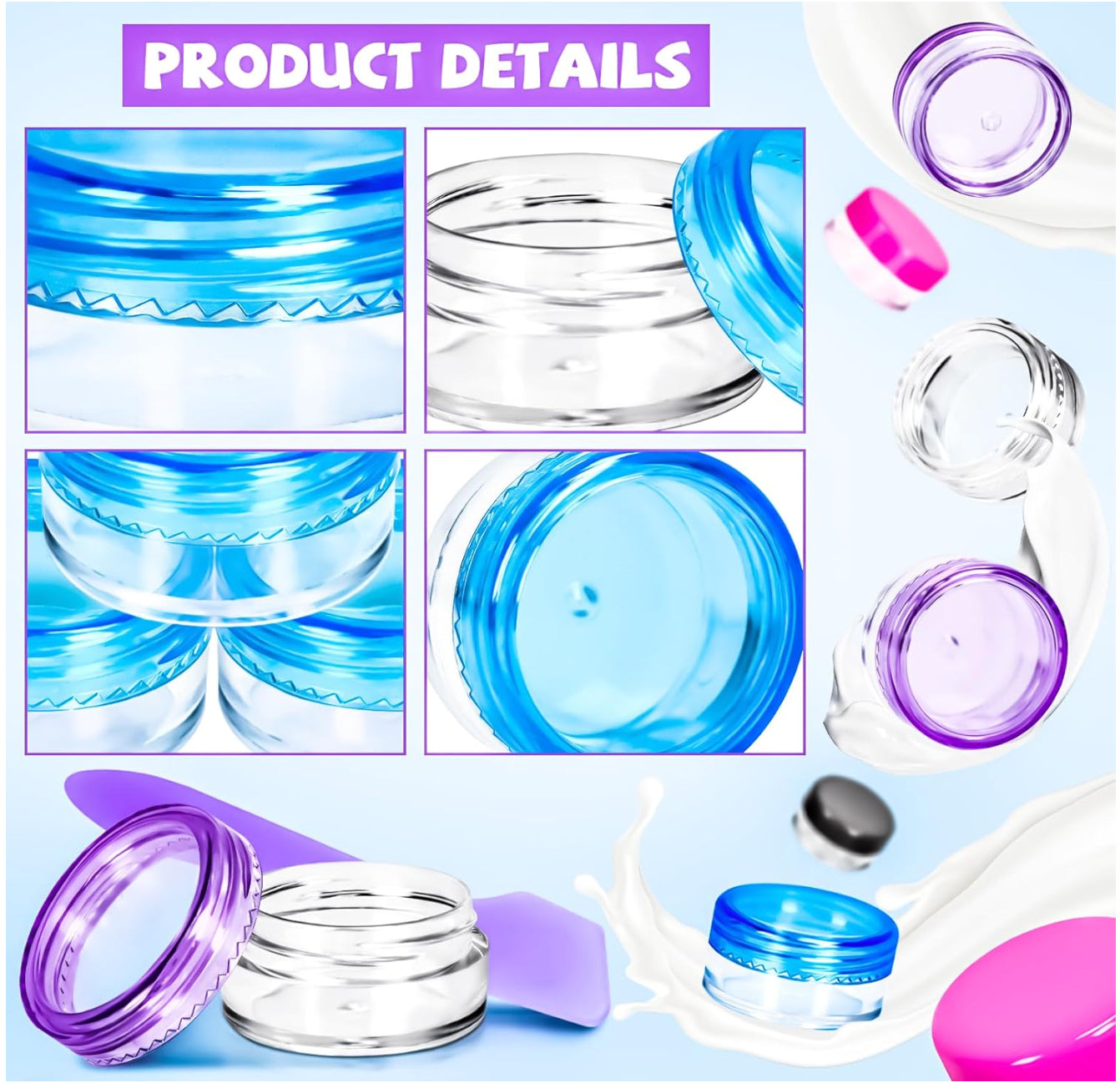 100-Piece 5G Cosmetic Sample Jars - Empty Small Containers for Makeup, Lip Balm