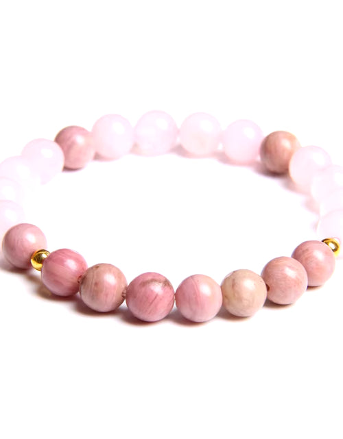 Load image into Gallery viewer, Women Girl Rose Pink Crystal Beads Bracelet for Ladies Natural Pink Rhodochrosite Rhodonite Stone Beads Bracelet Jewelry Gifts
