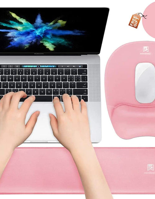 Load image into Gallery viewer, Memory Foam Set Wrist Rest Pad &amp; Mouse Wrist Rest Support,Ergonomic Design for Office,Home,Laptop,Desktop Computer,Gaming Keyboard - Pink
