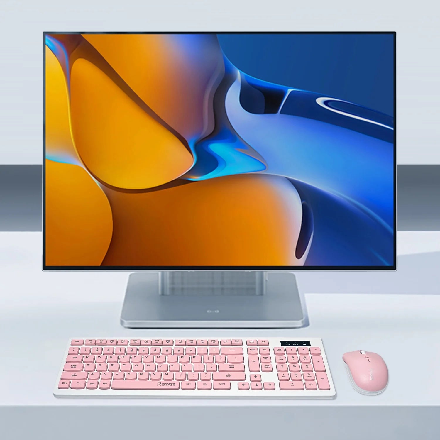 Wireless Keyboard and Mouse Combo, Full Size Wireless Keyboard and Mouse, 2.4G Wireless Keyboard and Mouse Set for PC, Laptop, Windows, Desktop (Pink)