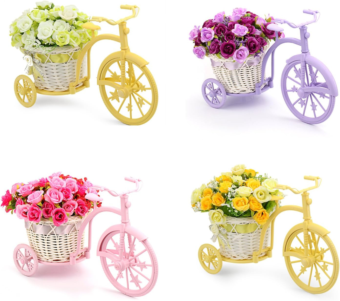 Nostalgic Bicycle Artificial Flower Decor Plant Stand (Pink)