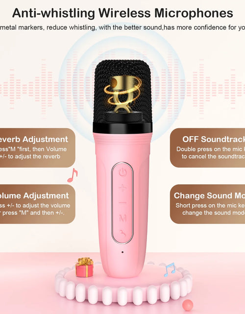 Load image into Gallery viewer, Mini Karaoke Machine for Kids, Kids Bluetooth Speaker with 2 Microphones, Home Party Karaoke System with RGB Light, Mini Boombox for Birthday &amp; Christmas Gifts, D22-T

