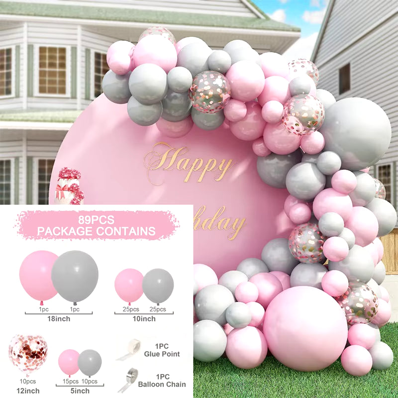 Pink Balloon Garland Arch Kit Wedding Birthday Party Decoration Baby Shower Girl Confetti Latex Pink Balloon Birthday Decor