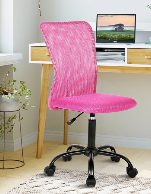Load image into Gallery viewer, Pink Office Chair Adjustable Armless Mesh Computer Desk Chair with Lumbar Support, Ergonomic Mid Back Swivel Task Executive Chair, Pink
