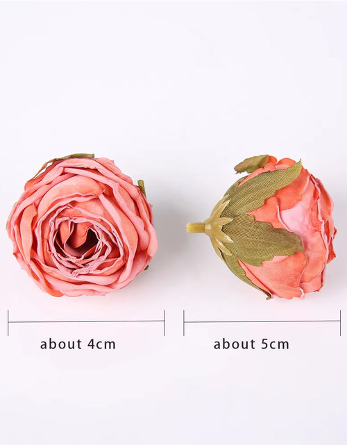 Load image into Gallery viewer, 5PCS Artificial Silk Rose Flowers Head Burnt Edge Rose Fake Flower DIY Wedding Decorations Home Crafts Scrapbook Accessories
