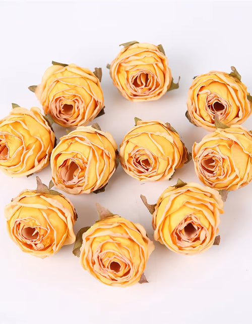 Load image into Gallery viewer, 5PCS Artificial Silk Rose Flowers Head Burnt Edge Rose Fake Flower DIY Wedding Decorations Home Crafts Scrapbook Accessories
