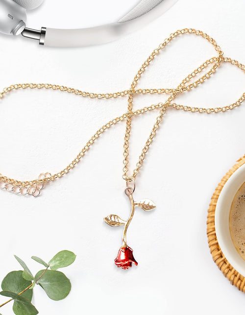 Load image into Gallery viewer, Gold Rose Pendant Necklace for Women - Aesthetic, Preppy Jewelry for Teen Girls and Women - Dainty Gold Necklace for Women - Gold Necklace for Women Trendy - 14K Gold Necklace for Women
