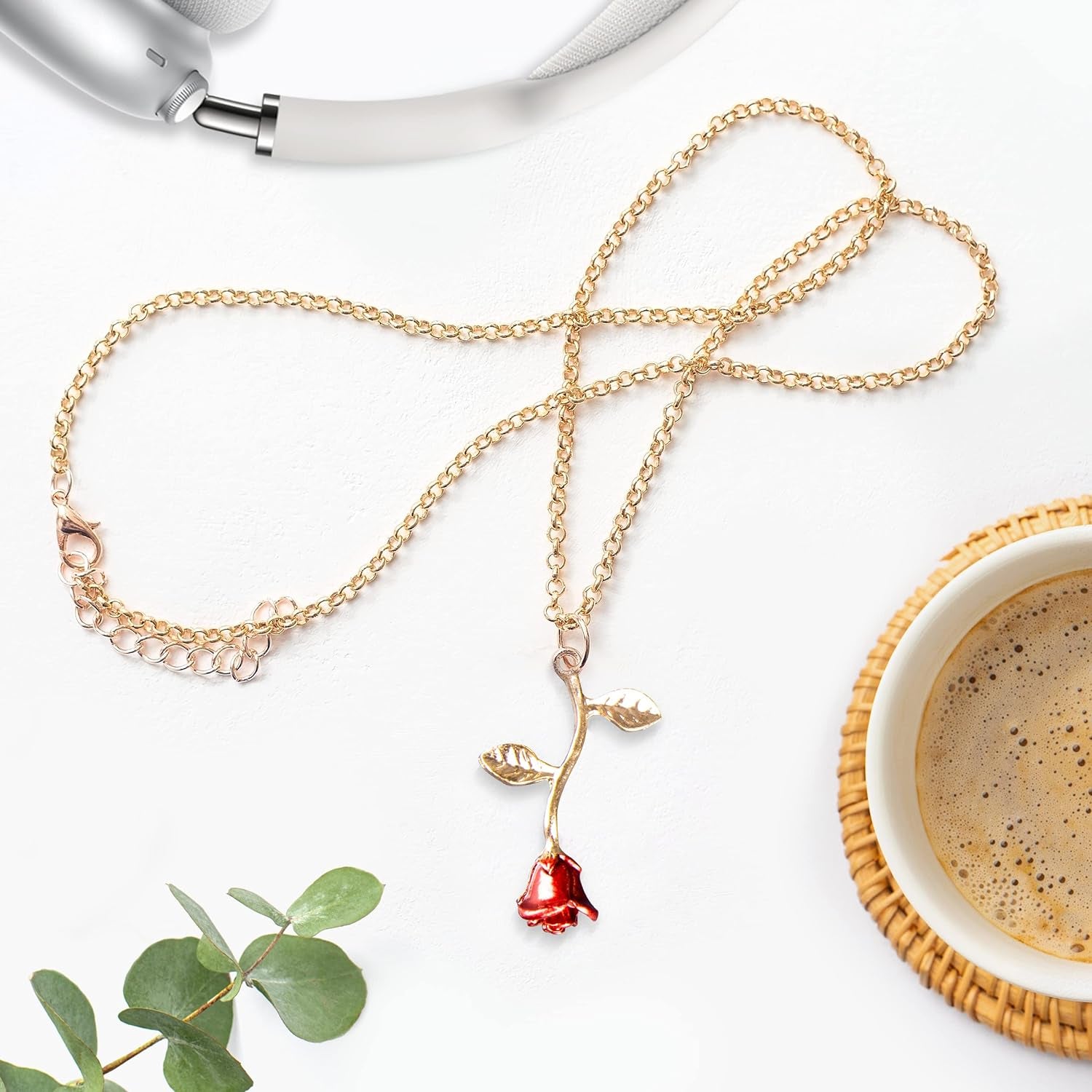 Gold Rose Pendant Necklace for Women - Aesthetic, Preppy Jewelry for Teen Girls and Women - Dainty Gold Necklace for Women - Gold Necklace for Women Trendy - 14K Gold Necklace for Women