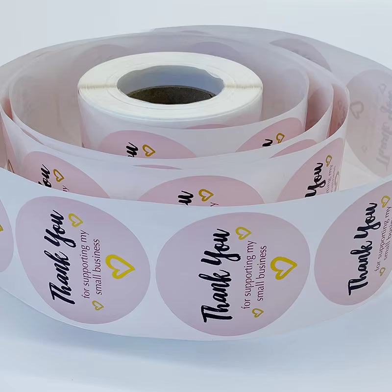 Exquisite XL Size 2 Inch/50Mm Thank You Stickers Handmade with Love Labels for Small Business Envelope Gift Wedding Baking Decor