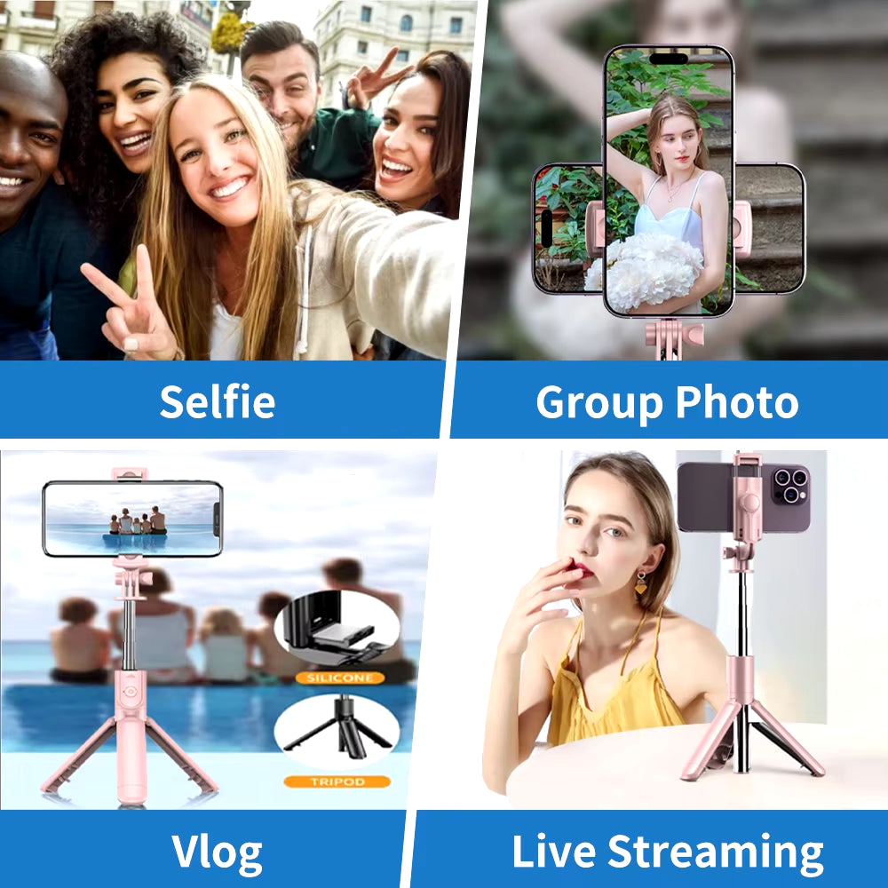 Wireless Selfie Stick Tripod Stand with Light Bluetooth Remote Extendable Tripod for Iphone Mobile Phone Tiktok Live Streaming