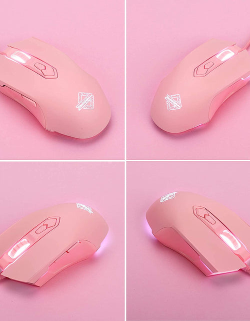 Load image into Gallery viewer, AJ52 RGB Wired Gaming Mouse, 7 Programmable Buttons, Computer Mice with RGB Lighting, 200-4800 DPI Adjustable, for Pc/Laptop (Pink)
