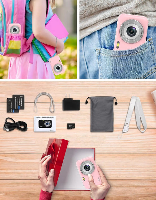 Load image into Gallery viewer, Digital Camera 1080P Kids Camera 16X Digital Zoom Portable Small Camera Point and Shoot Camera Mini Digital Camera for Teens Kids Seniors with 32GB Card(Pink)
