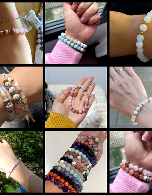 Load image into Gallery viewer, Women Girl Rose Pink Crystal Beads Bracelet for Ladies Natural Pink Rhodochrosite Rhodonite Stone Beads Bracelet Jewelry Gifts
